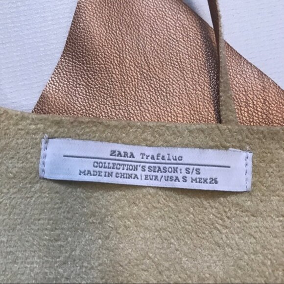 Zara gold rose faux leather crop top Sz Xs - Picture 7 of 9